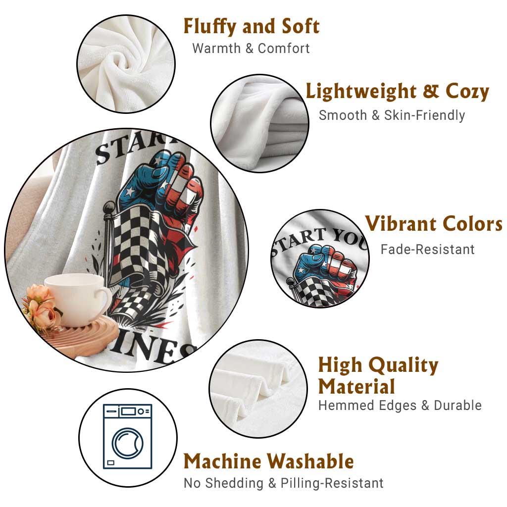 Checkered American Flag Racing Throw Blanket Start Your Engines Race Car TS14 Print Your Wear