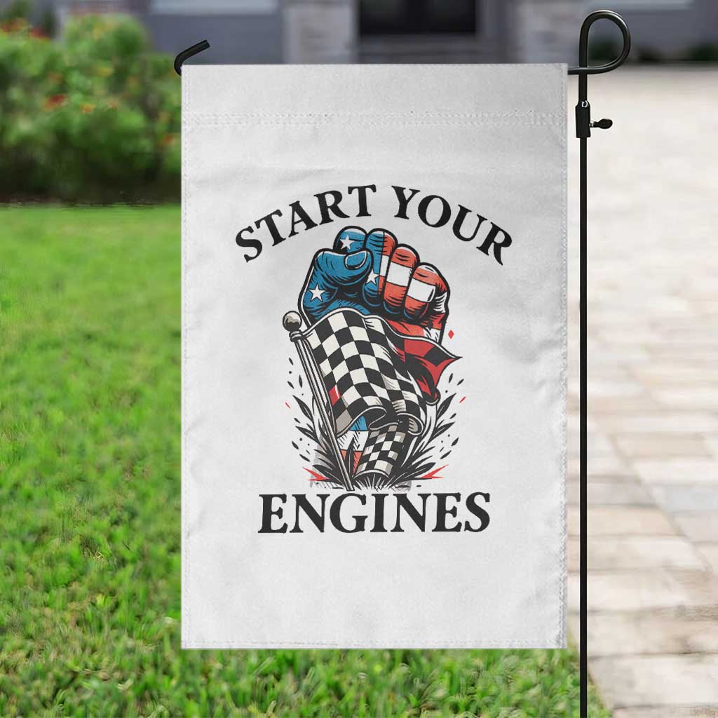 Checkered American Flag Racing Garden Flag Start Your Engines Race Car TS14 Print Your Wear
