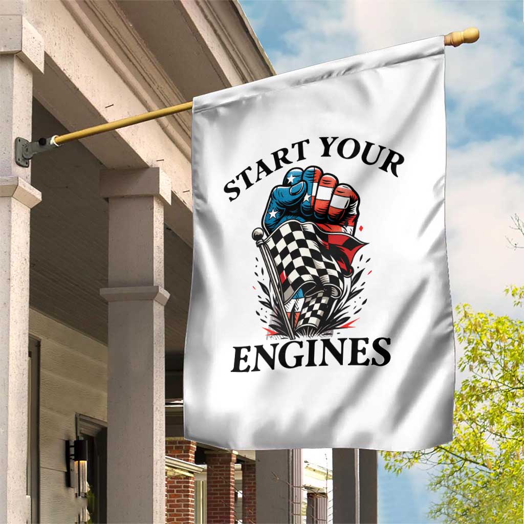 Checkered American Flag Racing Garden Flag Start Your Engines Race Car TS14 Print Your Wear