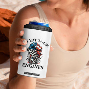 Checkered American Flag Racing 4 in 1 Can Cooler Tumbler Start Your Engines Race Car TS14 Print Your Wear