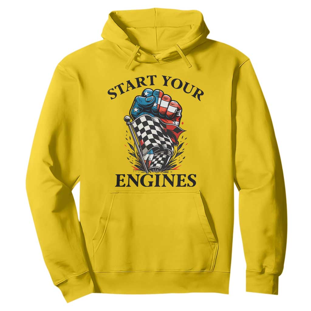 Checkered American Flag Racing Hoodie Start Your Engines Race Car TS14 Daisy Print Your Wear