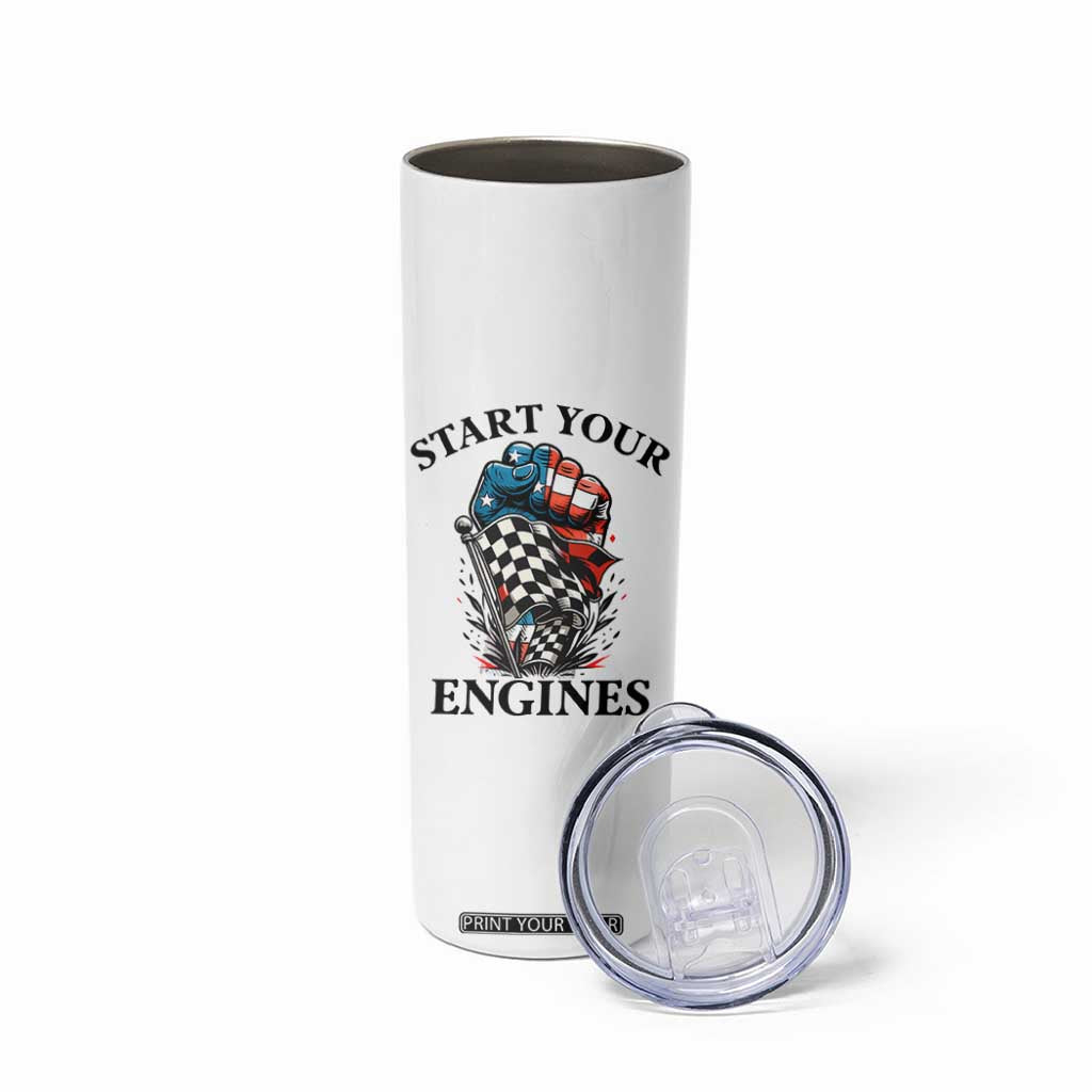 Checkered American Flag Racing Skinny Tumbler Start Your Engines Race Car TS14 Print Your Wear