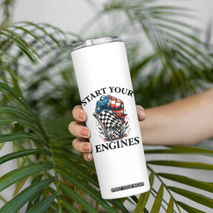 Checkered American Flag Racing Skinny Tumbler Start Your Engines Race Car TS14 Print Your Wear