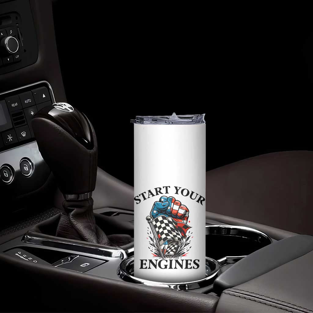 Checkered American Flag Racing Skinny Tumbler Start Your Engines Race Car TS14 Print Your Wear