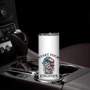 Checkered American Flag Racing Skinny Tumbler Start Your Engines Race Car TS14 Print Your Wear