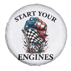 Checkered American Flag Racing Spare Tire Cover Start Your Engines Race Car TS14 Print Your Wear
