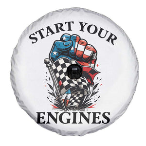 Checkered American Flag Racing Spare Tire Cover Start Your Engines Race Car TS14 Print Your Wear