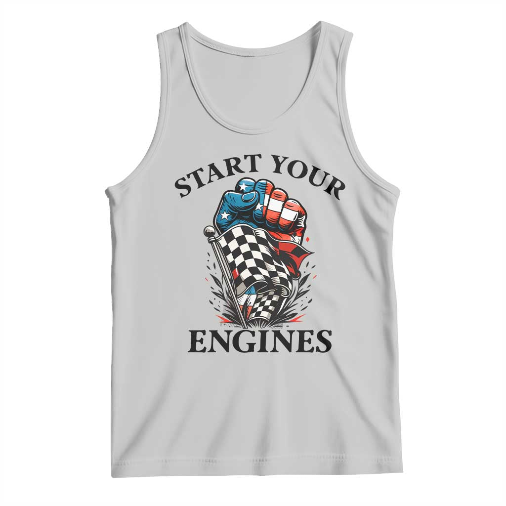 Checkered American Flag Racing Tank Top Start Your Engines Race Car TS14 Ash Print Your Wear