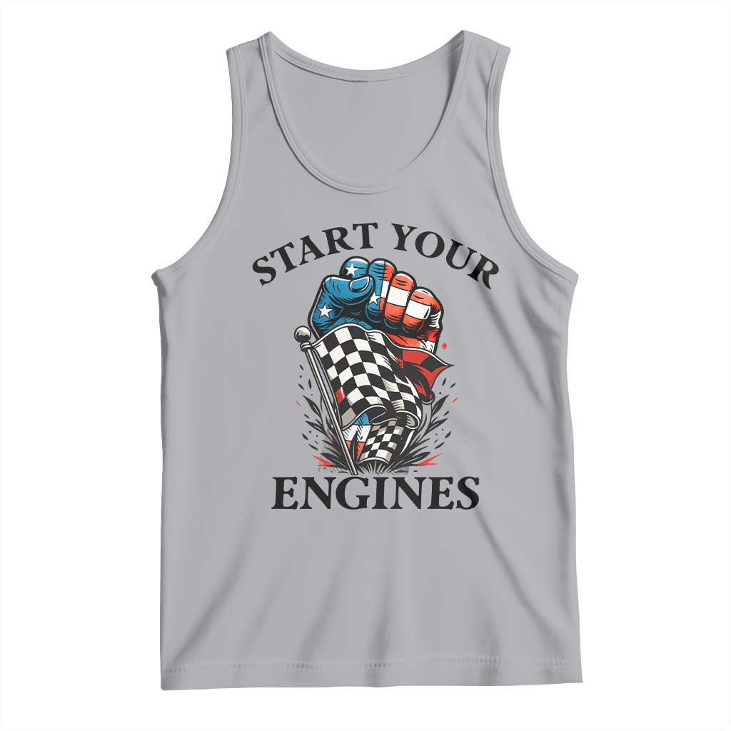 Checkered American Flag Racing Tank Top Start Your Engines Race Car TS14 Athletic Heather Print Your Wear