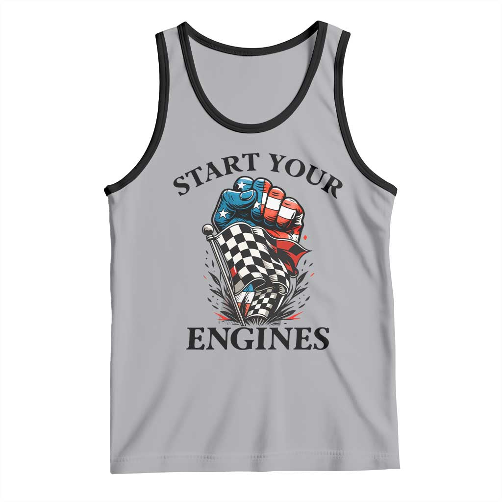 Checkered American Flag Racing Tank Top Start Your Engines Race Car TS14 Athletic Heather Black Print Your Wear