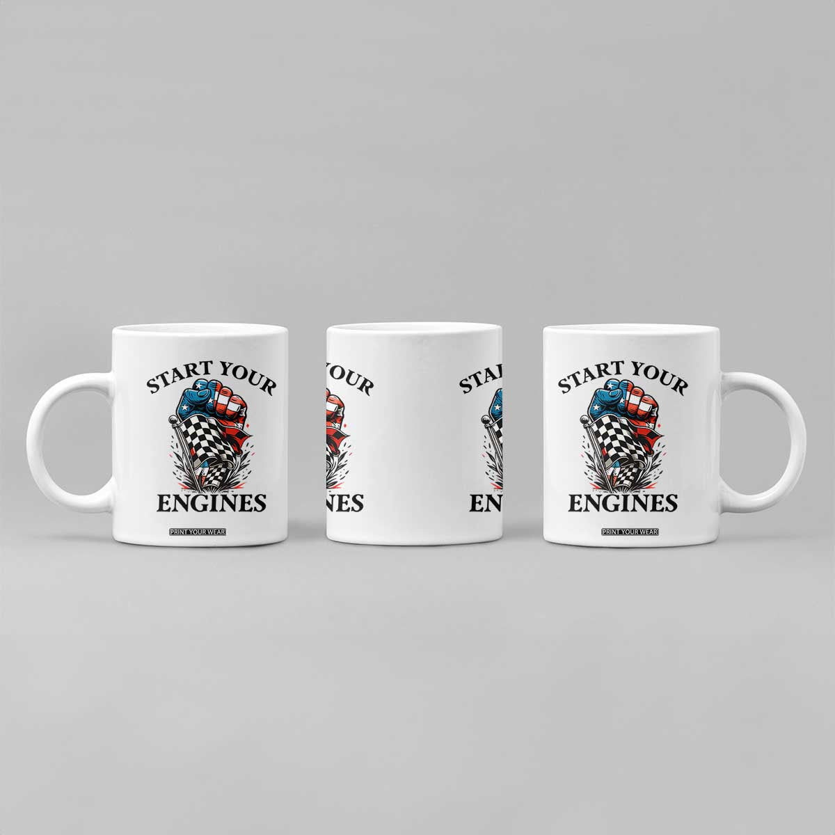 Checkered American Flag Racing Coffee Mug Start Your Engines Race Car TS14 Print Your Wear