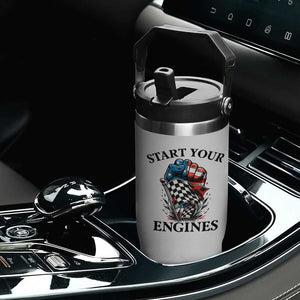 Checkered American Flag Racing Flip Straw Tumbler Start Your Engines Race Car TS14 Print Your Wear
