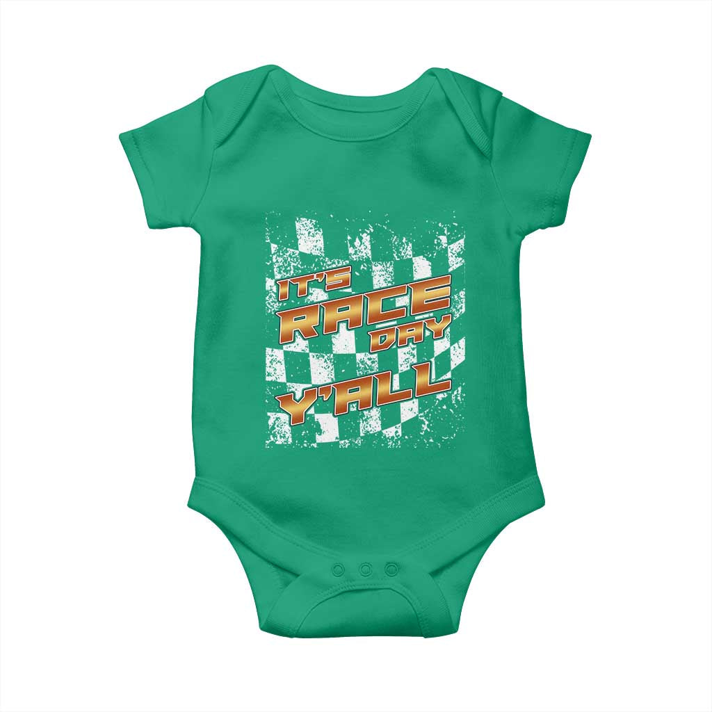 Racing Checkered Flag Baby Onesie It Is Race Day Y'all Dirt Track TS14 Irish Green Print Your Wear
