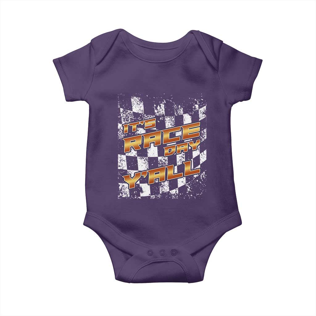 Racing Checkered Flag Baby Onesie It Is Race Day Y'all Dirt Track TS14 Purple Print Your Wear
