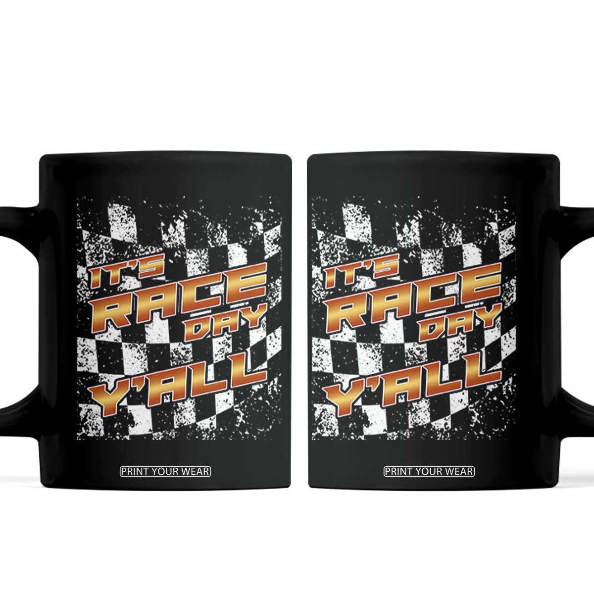 Racing Checkered Flag Coffee Mug It Is Race Day Y'all Dirt Track TS14 Black Print Your Wear