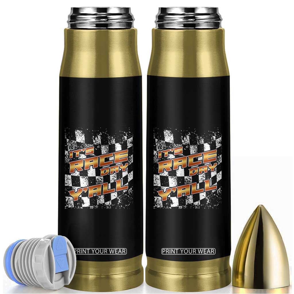 Racing Checkered Flag Bullet Tumbler It Is Race Day Y'all Dirt Track TS14 Black Print Your Wear