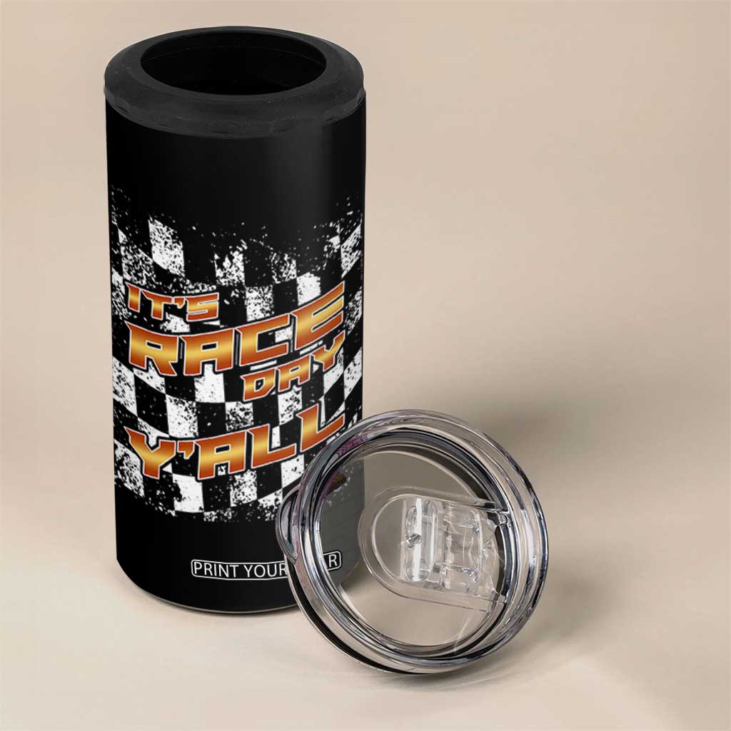 Racing Checkered Flag 4 in 1 Can Cooler Tumbler It Is Race Day Y'all Dirt Track TS14 Print Your Wear