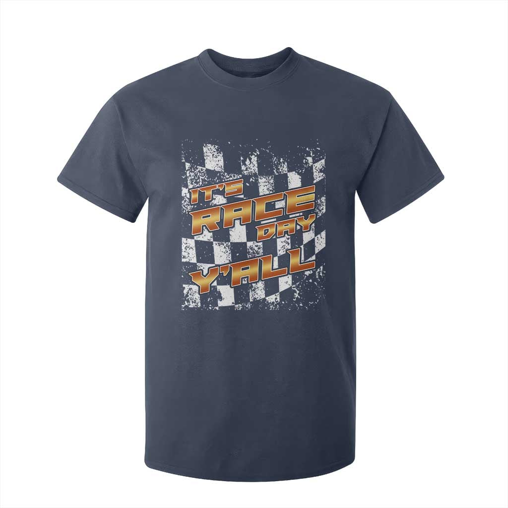 Racing Checkered Flag T Shirt For Kid It Is Race Day Y'all Dirt Track TS14 Navy Print Your Wear