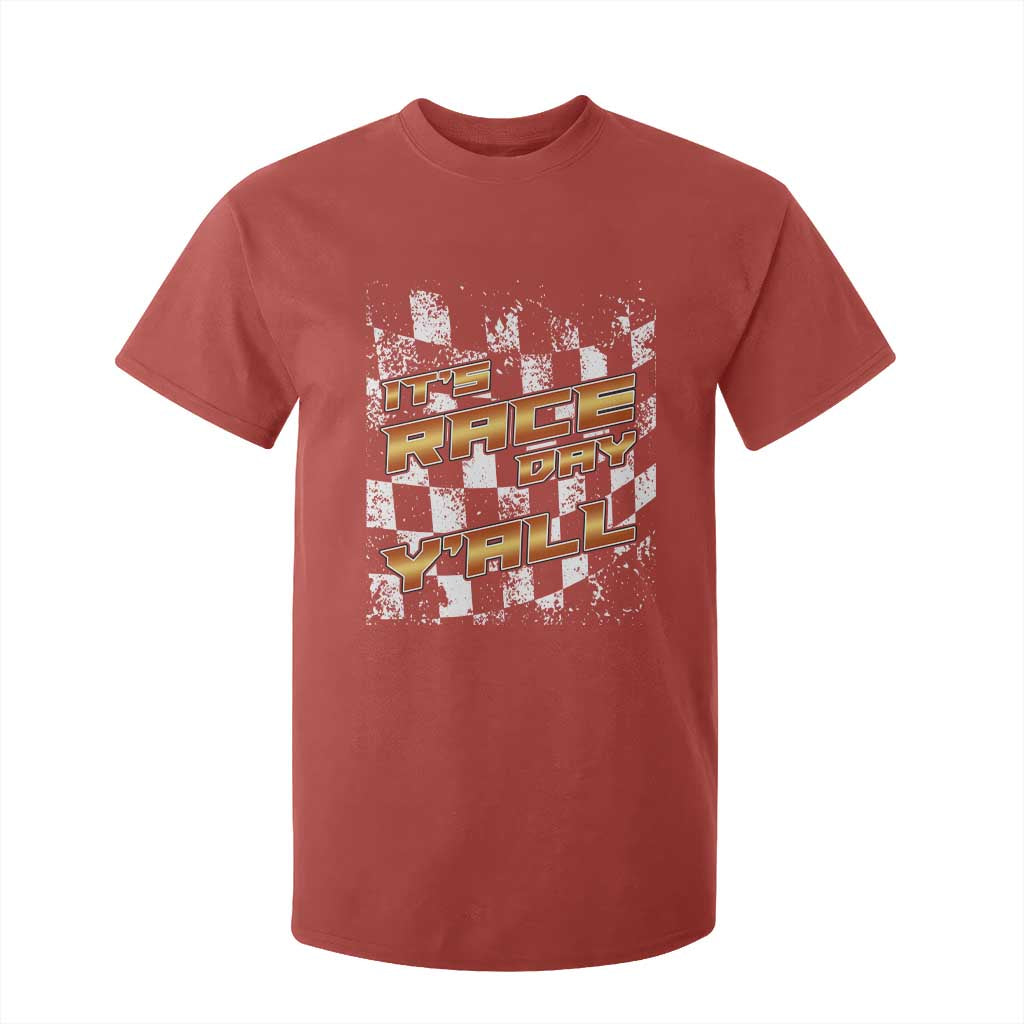 Racing Checkered Flag T Shirt For Kid It Is Race Day Y'all Dirt Track TS14 Red Print Your Wear