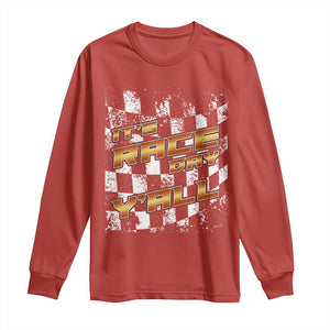 Racing Checkered Flag Long Sleeve Shirt It Is Race Day Y'all Dirt Track TS14 Red Print Your Wear
