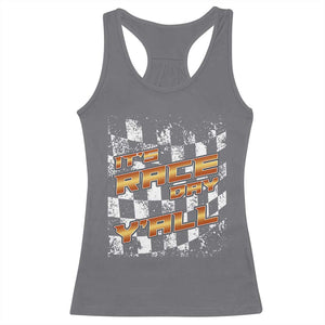 Racing Checkered Flag Racerback Tank Top It Is Race Day Y'all Dirt Track TS14 Charcoal Print Your Wear