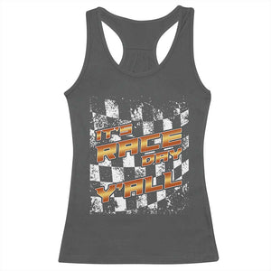 Racing Checkered Flag Racerback Tank Top It Is Race Day Y'all Dirt Track TS14 Dark Heather Print Your Wear