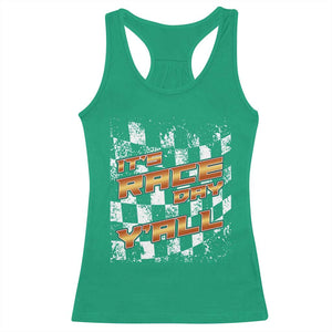 Racing Checkered Flag Racerback Tank Top It Is Race Day Y'all Dirt Track TS14 Irish Green Print Your Wear