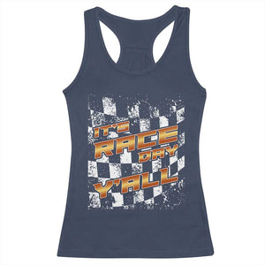 Racing Checkered Flag Racerback Tank Top It Is Race Day Y'all Dirt Track TS14 Navy Print Your Wear