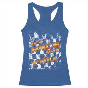 Racing Checkered Flag Racerback Tank Top It Is Race Day Y'all Dirt Track TS14 Royal Blue Print Your Wear
