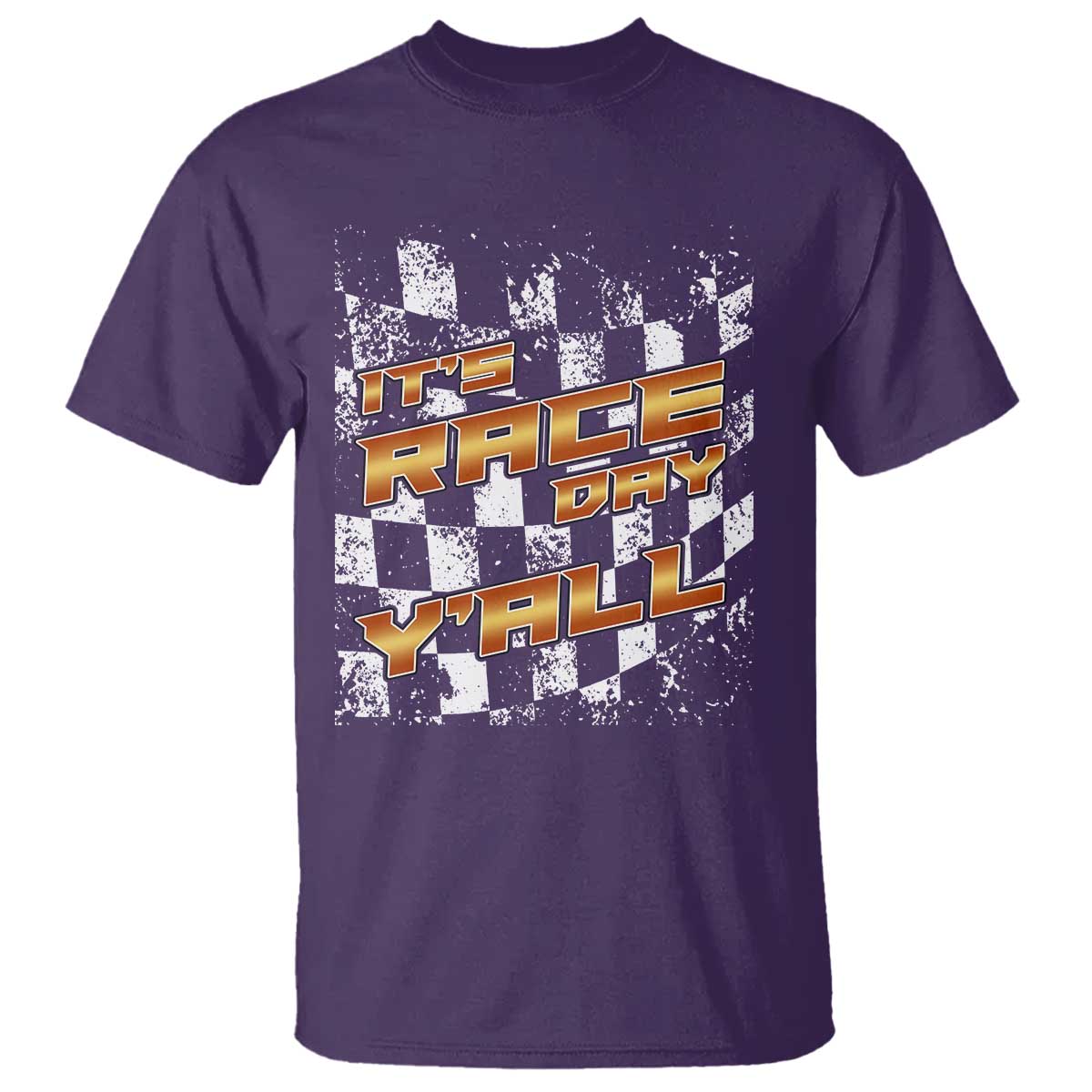Racing Checkered Flag T Shirt It Is Race Day Y'all Dirt Track TS14 Purple Print Your Wear