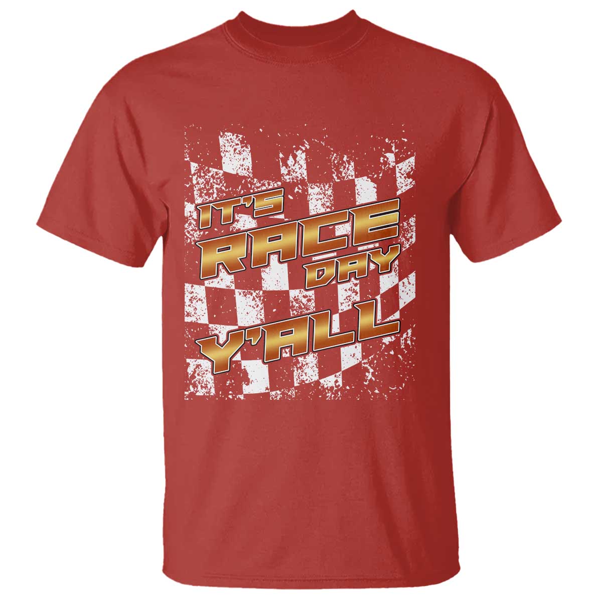 Racing Checkered Flag T Shirt It Is Race Day Y'all Dirt Track TS14 Red Print Your Wear