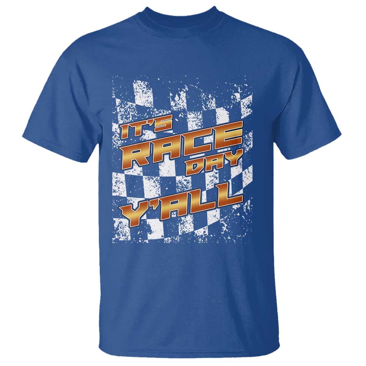 Racing Checkered Flag T Shirt It Is Race Day Y'all Dirt Track TS14 Royal Blue Print Your Wear