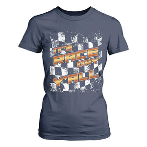 Racing Checkered Flag T Shirt For Women It Is Race Day Y'all Dirt Track TS14 Navy Print Your Wear