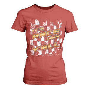 Racing Checkered Flag T Shirt For Women It Is Race Day Y'all Dirt Track TS14 Red Print Your Wear