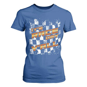 Racing Checkered Flag T Shirt For Women It Is Race Day Y'all Dirt Track TS14 Royal Blue Print Your Wear