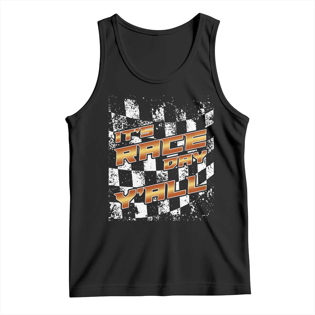 Racing Checkered Flag Tank Top It Is Race Day Y'all Dirt Track TS14 Black Print Your Wear