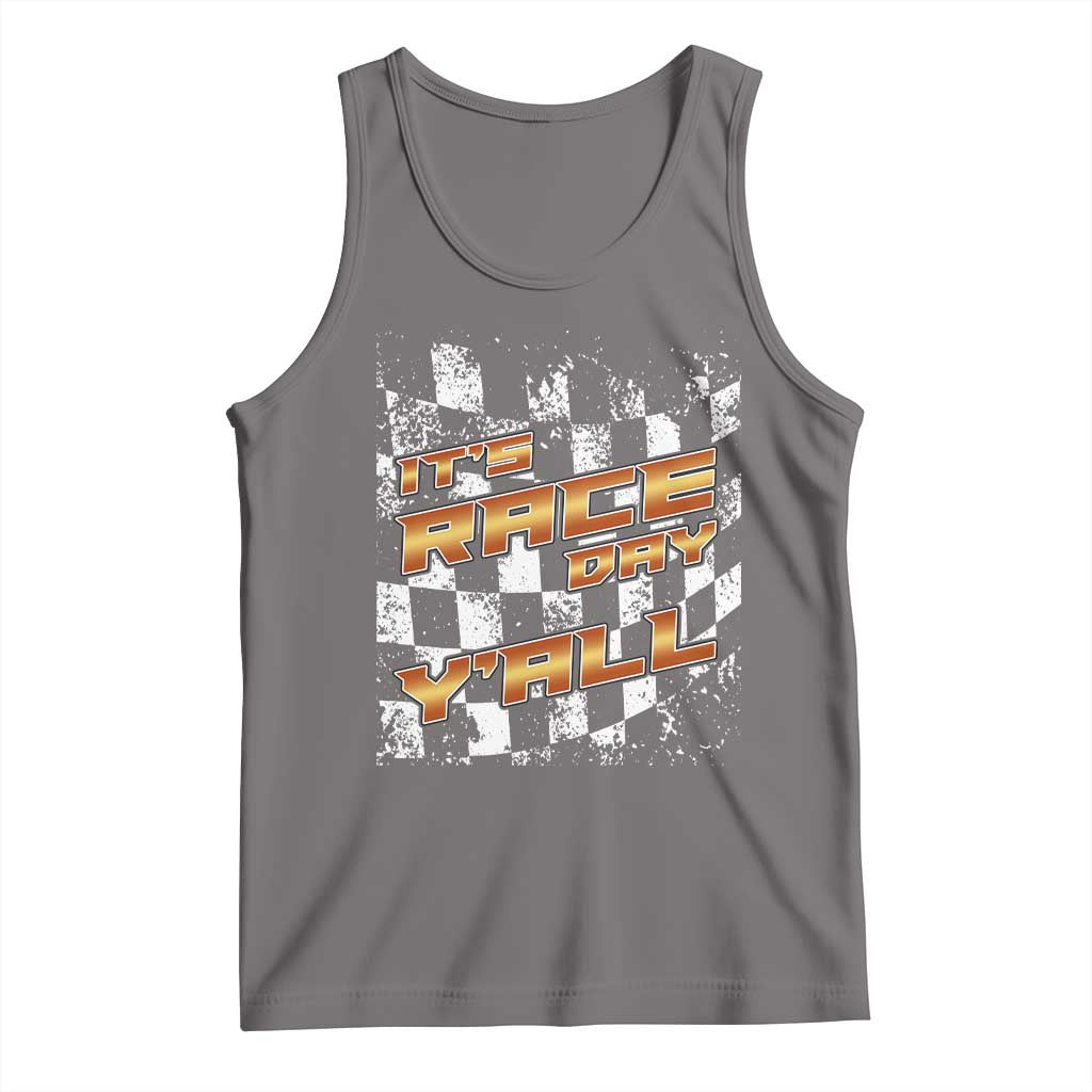 Racing Checkered Flag Tank Top It Is Race Day Y'all Dirt Track TS14 Deep Heather Print Your Wear
