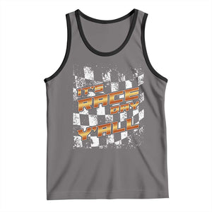 Racing Checkered Flag Tank Top It Is Race Day Y'all Dirt Track TS14 Deep Heather Black Print Your Wear