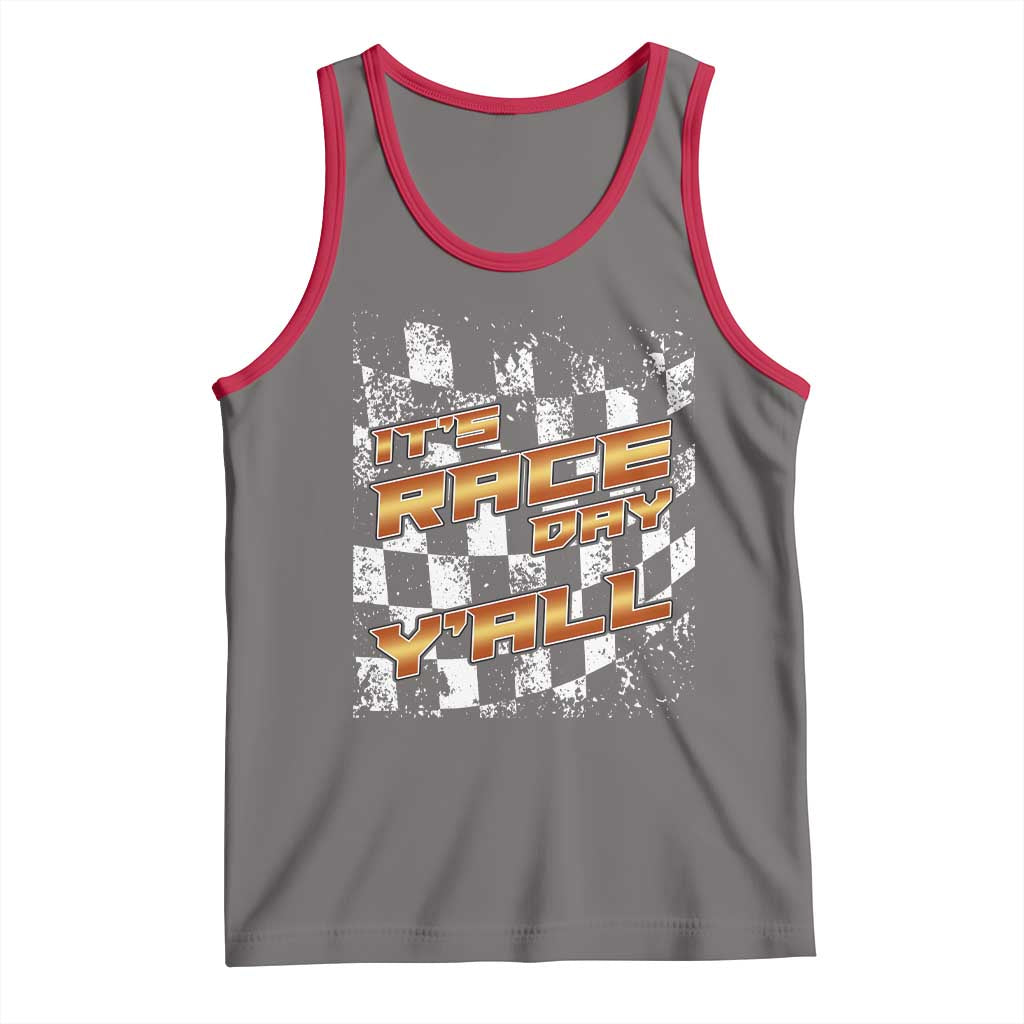 Racing Checkered Flag Tank Top It Is Race Day Y'all Dirt Track TS14 Deep Heather Red Print Your Wear