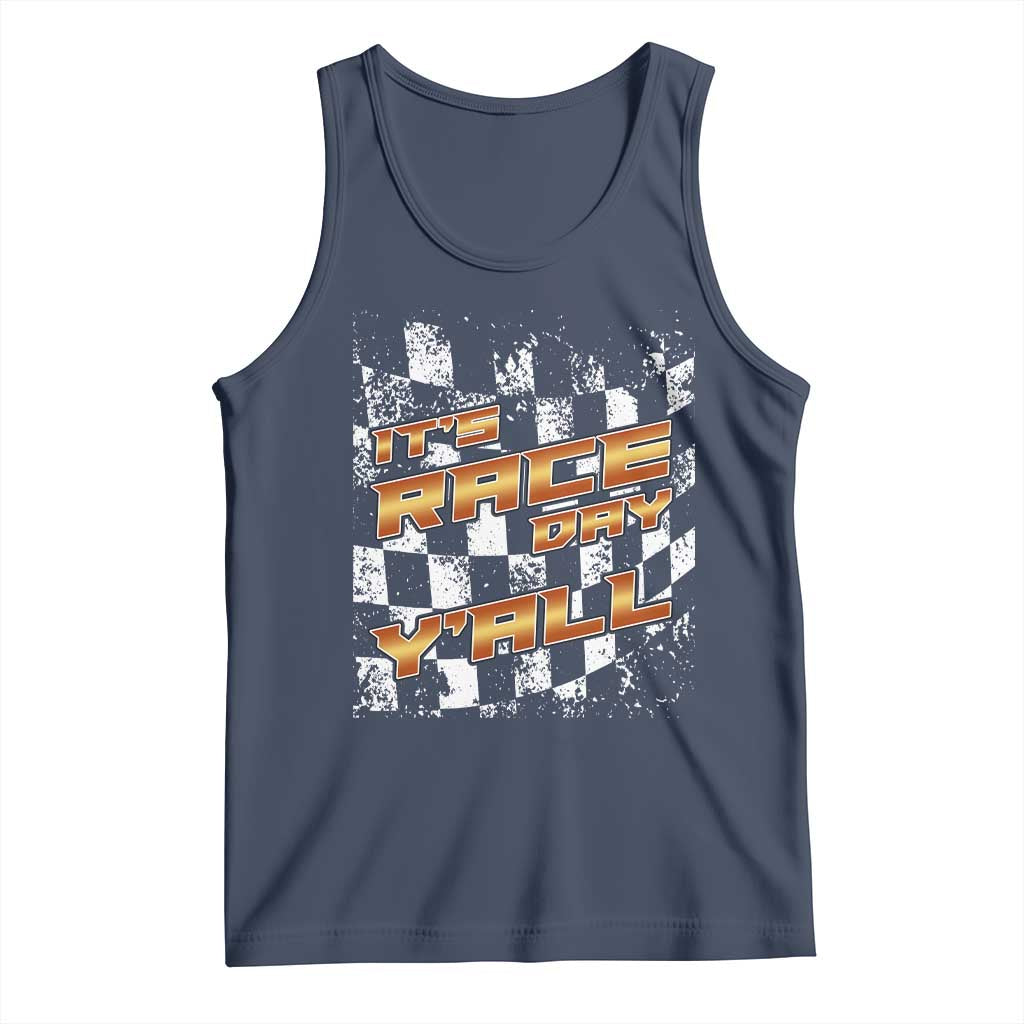 Racing Checkered Flag Tank Top It Is Race Day Y'all Dirt Track TS14 Navy Print Your Wear