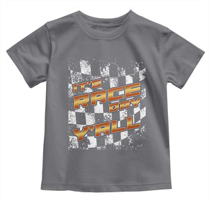 Racing Checkered Flag Toddler T Shirt It Is Race Day Y'all Dirt Track TS14 Charcoal Print Your Wear