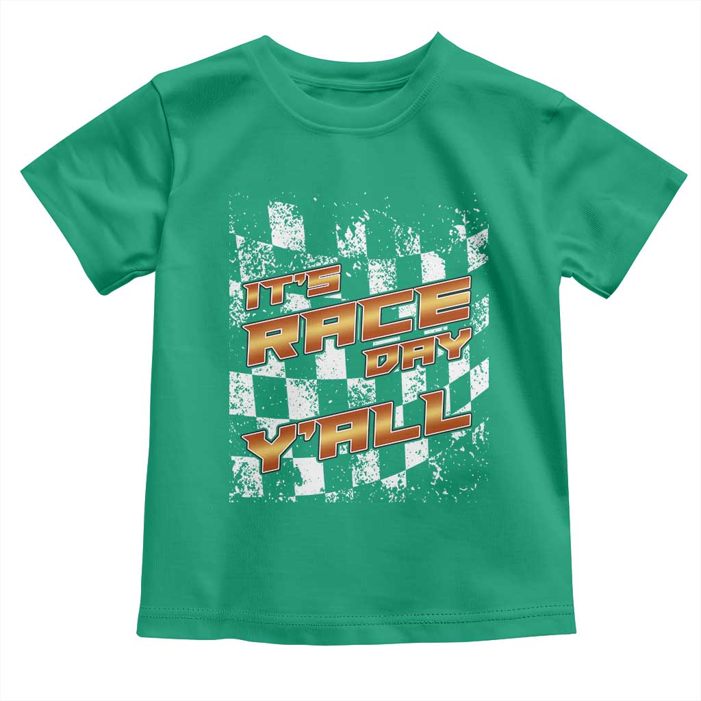 Racing Checkered Flag Toddler T Shirt It Is Race Day Y'all Dirt Track TS14 Irish Green Print Your Wear