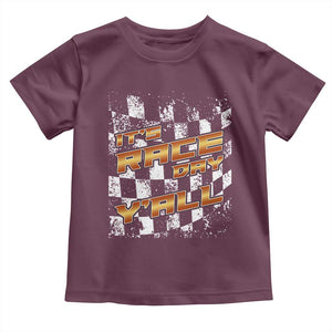 Racing Checkered Flag Toddler T Shirt It Is Race Day Y'all Dirt Track TS14 Maroon Print Your Wear