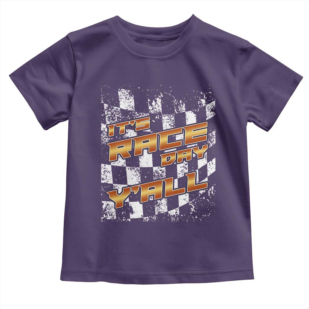 Racing Checkered Flag Toddler T Shirt It Is Race Day Y'all Dirt Track TS14 Purple Print Your Wear