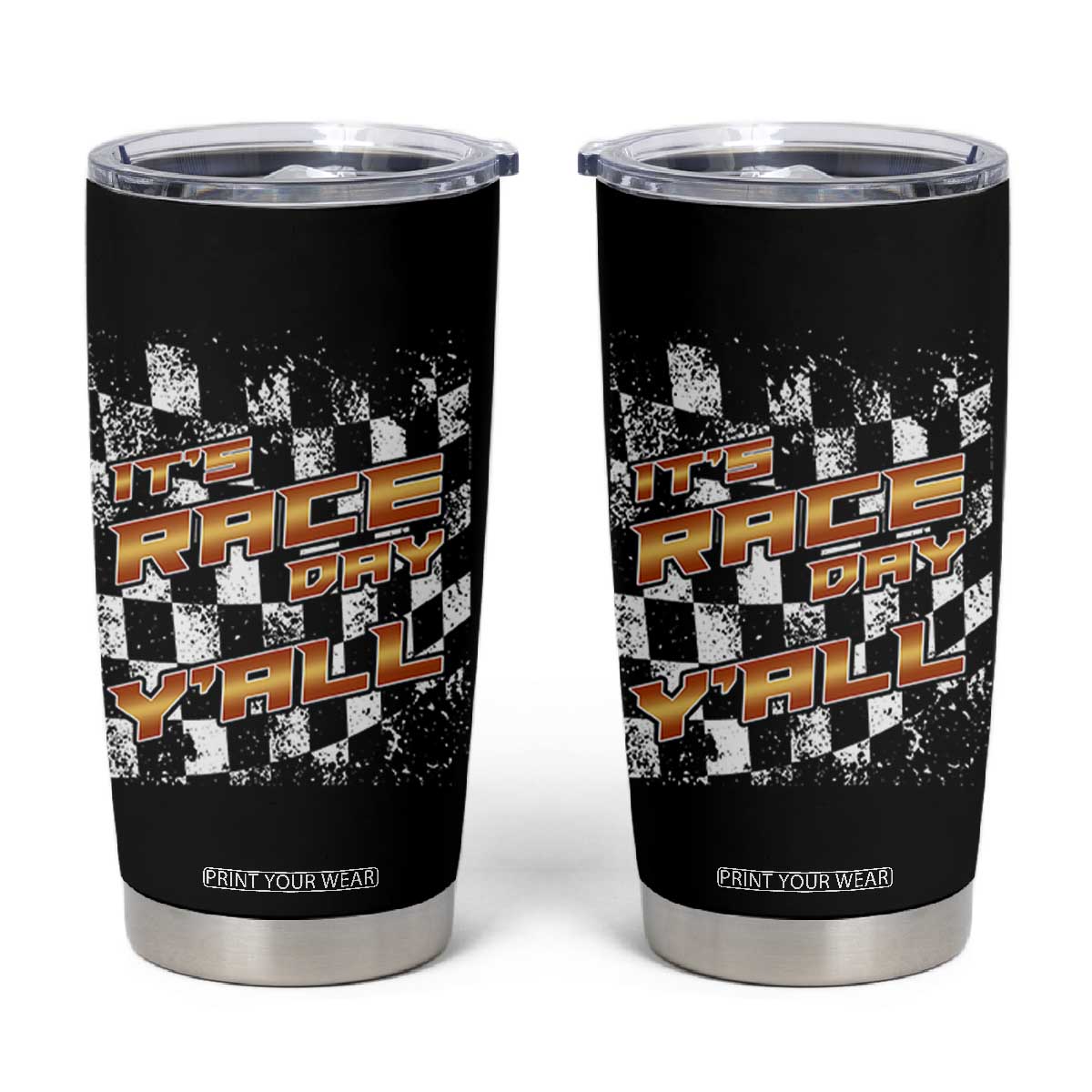 Racing Checkered Flag Tumbler Cup It Is Race Day Y'all Dirt Track TS14 Black Print Your Wear