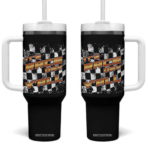 Racing Checkered Flag Tumbler With Handle It Is Race Day Y'all Dirt Track TS14 One Size: 40 oz Black Print Your Wear