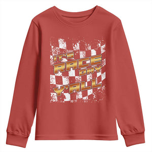 Racing Checkered Flag Youth Sweatshirt It Is Race Day Y'all Dirt Track TS14 Red Print Your Wear