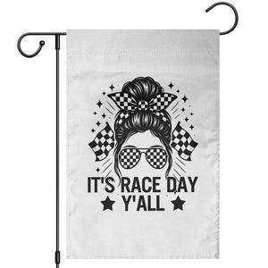 Racing Checkered Flag Messy Bun Race Day Garden Flag TS14 White Print Your Wear