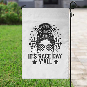 Racing Checkered Flag Messy Bun Race Day Garden Flag TS14 Print Your Wear