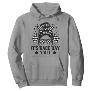 Racing Checkered Flag Messy Bun Race Day Hoodie TS14 Sport Gray Print Your Wear